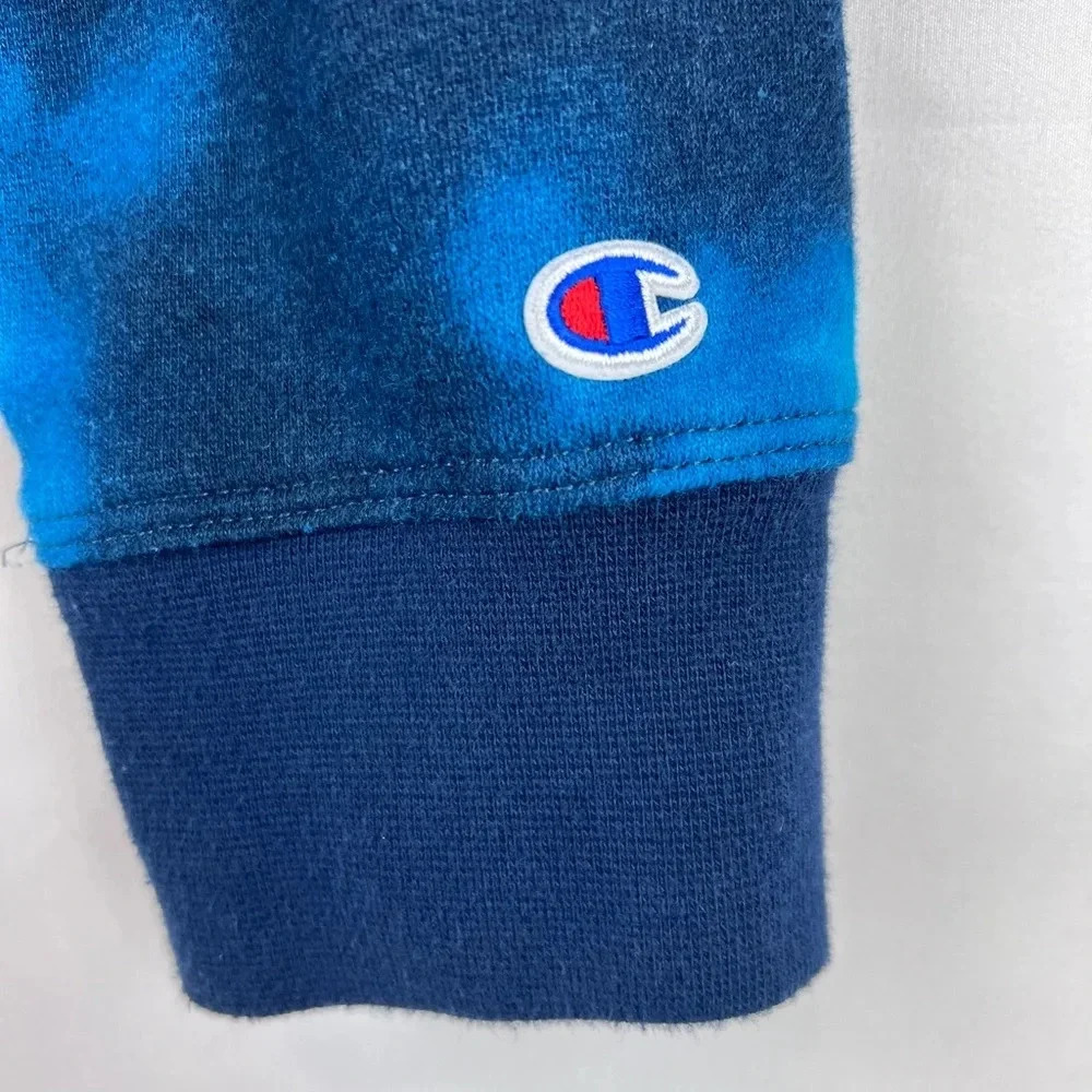 Champion Hoodie Blue & Black Tie-Dyed Pullover Hoodie Size M - Picture 7 of 7